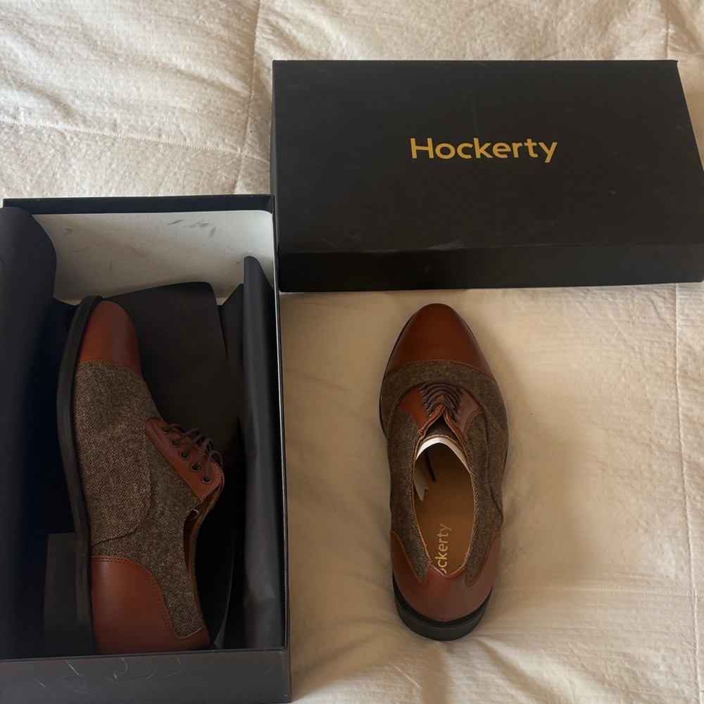 Men's Brown Leather & Tweed Oxford Shoes